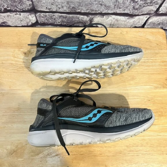 Saucony Gray & Black Heathered Lace Up Sneakers Size 7 - Picture 4 of 8